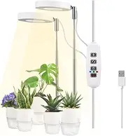 BeGrit LED Grow Light 2-Pack, 3.5 Inch LED Grow Light for Indoor Plants 3/9/12H Auto Timer, 10-Level Dimming, Seed Starting & Greenhouse