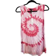 Aqua Womens High-Low Tie Dye Rayon Tank Top Size Large