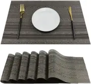 Set of 6 Kitchen Placemats Washable Stain & Heat Resistant Table Mats OLIVE GRAY