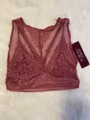 Adored By Adore Me Bra Womens Size Medium Pink Sheer Floral Jenny Bralette NEW