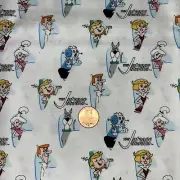 White/Blue Jetsons Camelot Fabric Judy/Jane/Elroy/George/Astro 1 1/3 yard new 42