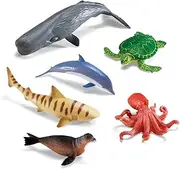 Learning Resources Jumbo Ocean Animals I Octopus, Whale, Shark, Sea Turtle, Seal, and Dolphin, 6 Animals
