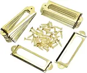 20Pcs Antique Brass Metal Drawer Door Lab Tag Label Pull Frame Handle File Name Card Holder for Furniture Cabinet Hardware Box Case Bin 1760mm (Gold)