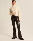 Abercrombie & Fitch A&F Split-Hem Vegan Leather Slim Flare Pant Brown XS XSmall