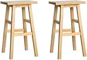 Artiss Bar Stools Set of 2 Natural Beech Wood Seat - 66cm Counter Height Barstools for Kitchen Island, Coffee Shop, Outdoor Pub & Indoor Dining Room