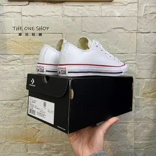 TheOneShop Converse Chuck Taylor 基本款 白色 紅邊 低筒 荔枝紋 皮革 132173C