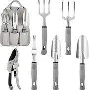 PHIRAH Garden Tool Set, 7PCS Garden Tools Set with Twist Tie for Women and Men, Gardening Kit with Hand Tools, Landscaping Essentials, Starter Kit for Lawn Care, Perfect Gift for Gardeners
