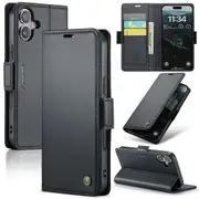 CaseMe iPhone 16+ Plus Folio Wallet Case Cover Apple Side Closure 16Plus [Black]