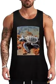 [NQHJT] Men Tank Tops Cut Sea Turtle Sleeveless T Shirts for Men's Fitness Quick Dry Gym Tank Top for Men