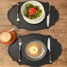 PU Leather Tableware Mat Oval Dining Table Pad Tablemat Retro Placemat Banquet