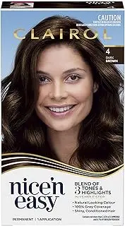 Clairol Nice 'N Easy Permanent Hair Colour 4 Natural Dark Brown, 100% Grey Coverage, Natural Looking Hair Colour