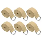 6Pcs 8 Feet Cotton Yoga Strap Belt Stretch Bands with D-Ring Buckle, Khaki