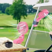 Golf Cart Portable Rechargeable Fan, Compatible 10400mAh Battery Operated Fan,4 Speeds/LED Lantern, Rechargeable Fan with Reinforced Magnets and Clip for Tent Camping Outdoor Desk Office