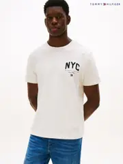 Tommy Hilfiger Cream Athleisure Logo Embroidery T-Shirt (W59099) | $150