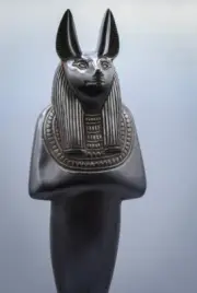 statue of Egyptian god Anubis jackal headed god of death large unique Egyptian