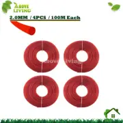 4 x 2.0mm x100M Round String Trimmer Line Whipper Snipper Cord Wire Brush Cutter