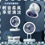 【桃園出貨】摺疊充電式風扇 桌扇 可掛壁 可站立 有電燈可調亮度 功能風扇 USB風扇 露營風扇 旋轉網可調