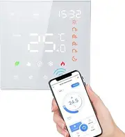 Smart Tuya WiFi Thermostat Voice Control 3A Digital Programmable LCD Display Touchscreen Underfloor Heating Temperature Controller Digital Intelligent Wall Thermostat for Water Heating Compatible