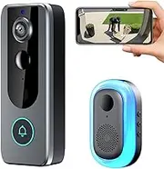 Guardianbell Pro – Smart WiFi Doorbell & Security Cam in One, Wireless Video Doorbell Camera,Live View,Two-Way Audio,Motion Alerts,Auto Snapshots,Local Recordings,IP65 Waterproof,Night Vision (B)