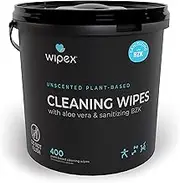Wipex Gym & Fitness Cleaning Wipes, 400ct Dispensing Bucket with Sanitizing BZK Antiseptic - Great to use in Gyms, Fitness & Yoga Studios, Spas and School Athletics