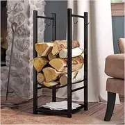 Firewood Holder，Firewood Rack Outdoor， Metal Firewood Rack, Fireplace Firewood Storage Holder, Heavy Duty Stove Log Rack Lumber Stocker Racks