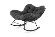 Giantex Rocking Chair Indoor Outdoor Rocker Chair w/Padded Cushion & Metal Frame Grey