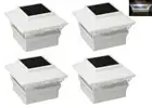 4 Pack White Outdoor Solar Powered LED 4 x 4 Fence Post Cap Lights For PVC Post