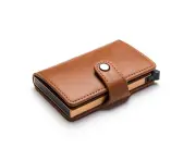 Casual Card Holder Metal Aluminum Box Slim Men and Women ID Holder PU Leather Hasp Protector Smart Card Case