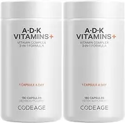 Codeage ADK Vitamin Supplement - 6 Months Supply - Daily Vitamins A D K Pills - Vitamin A, 5000 IU Vitamin D3, Vitamin K1 & K2 (MK7 and MK4) - Non-GMO Multivitamin - 2 Pack