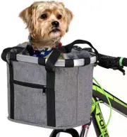 Bike Basket Foldable Bicycle Front Handlebar Bag Bike Rack Storage Pet Basket...