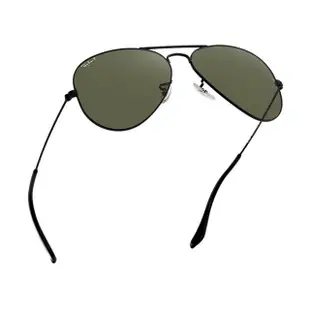 【珍愛眼鏡館】Ray Ban 雷朋 黑框墨綠偏光太陽眼鏡 RB3025 002/58 62mm大版 寬臉適合 公司貨