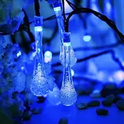 6.5m 30LEDs Solar Water Drop String Lights Outdoor Waterproof Fairy String Light 8 Modes Lighting Holiday Wedding Garden Lawn Christmas Halloween Patio Decorat