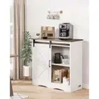31.5 x 13.8 in. Farmhouse Coffee Bar Cabinet White Rustic Coffee Bar Table with