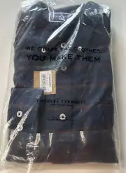 Charles Tyrwhitt Mens Extra Slim Non-Iron Windowpane Twill Shirt TS8 Rust Large