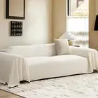 Fundas De Sofa Bohemias Lavables Color Blanco Crema Modernas a Cuadros Seccional