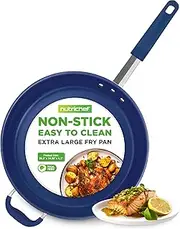 NutriChef Frying Pan 35cm, Non Stick Frying Pan, Induction Pan, Professional Home Cookware, Silicone Handle, Stain-Resistant, and Easy to Clean