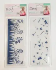 New Set of 2 FLUTTERBY Embossing FOLDERS 8" x 3" Summer Sprig Scattered in Wind