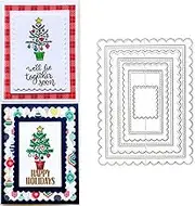 7pcs/Set Rectangle Frame Metal Die Cuts, Scallops Stitched Nesting Tag Background Cutting Dies Cut Stencils for DIY Scrapbooking Album Decorative Embossing Paper Card Making