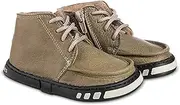 [Magical Shoes] Barefoot shoes for girls and boys, leather half boots, leather ankle boots, children's shoes, baby shoes, spring, autumn, early winter, Manul, khaki, 24 EU Weit