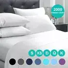 2000TC Ultra Soft Deep Fitted Bed Sheet Set Pillowcases Single/Double/Queen/King
