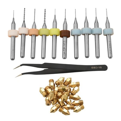 3D Printer Nozzle Kit MK8 Extruder Nozzles Copper Print Head with Cleaning5778