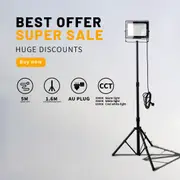 Outdoor 100W LED Work Light Adjustable Stand Spotlight Flood Lights