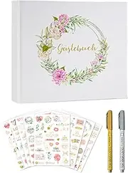 Guest Book, Wedding Memory Book, Celebration Scrapbook, Hardcover Protection, Elegant Cover Design, 24x28x1.4cm/9.45x11.02x0.55 Inches, For Family Gathering