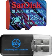 SanDisk 128GB Gameplay MicroSDXC Card Compatible with Nintendo Switch, OLED Switch, Steam Deck and Mobile Gaming Device (SDSQXAA-128G-GN6XN) Bundle with (1) Everything But Stromboli MicroSD Reader