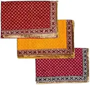 Pooja Velvet Baithak Assan/Ganpati Rumal/Puja Cloth/Puja Assan/Puja Aasan Multipurpose Use for Home Mandir Temple Set of 3 (2 Meter)