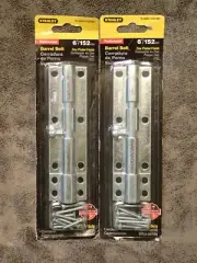 2-Pk 76-3805 STANLEY 6" Padlockable Barrel Bolt Heavy Duty Zinc Plated (BN456)