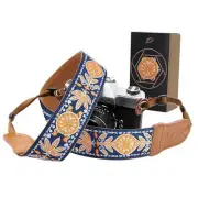 Camera Strap - 2" Cowhide Leather Head Ends Cotton Camera Straps for