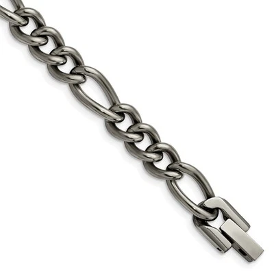 Titanium Polished 7mm Figaro Chain Bracelet 8.5" for Men's 10.47gm