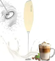 YBVABE Milk Frother Handheld Double Spiral Whisk Stainless Steel Frother Coffee Stirrer with High Powered Improved Motor for Milk Foam, Dessert Puree Sauces