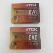 lot of 2 TDK Mini DV DVC60 Camcorder Video Cassette - NEW